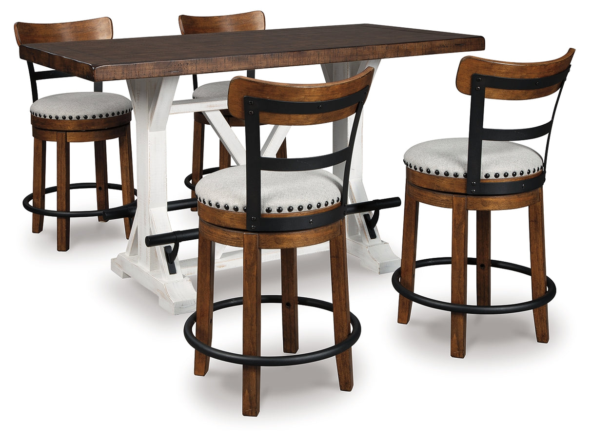 Valebeck Counter Height Dining Table and 4 Barstools