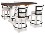 Valebeck White Counter Height Dining Table And 4 Barstools