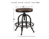 Valebeck Brown/Black Counter Height Bar Stool