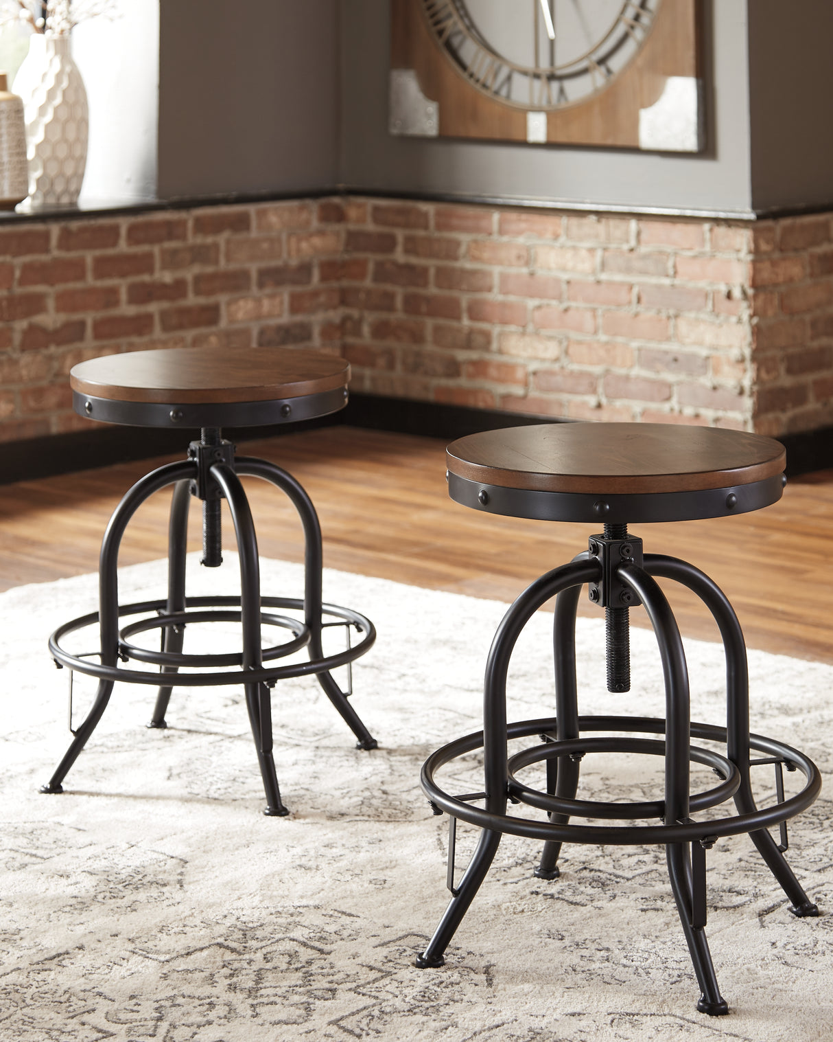 Valebeck Brown/Black Counter Height Bar Stool