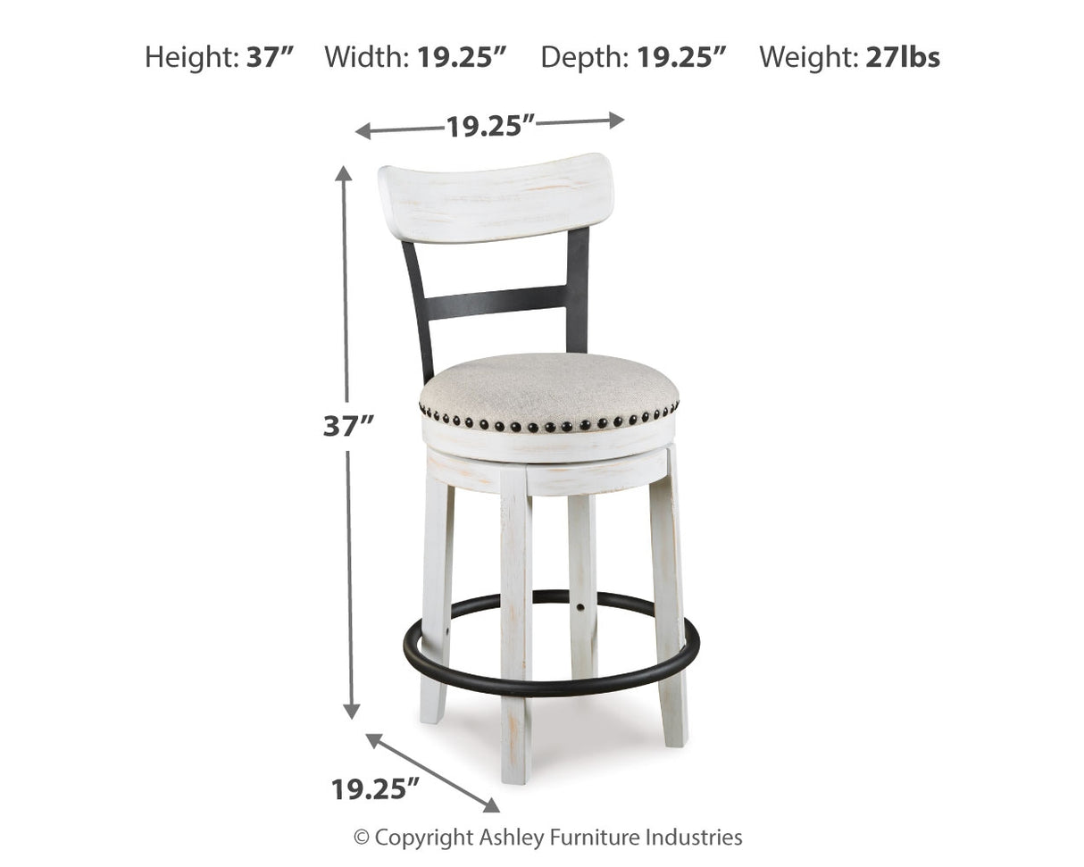 Valebeck White Counter Height Dining Table And 4 Barstools