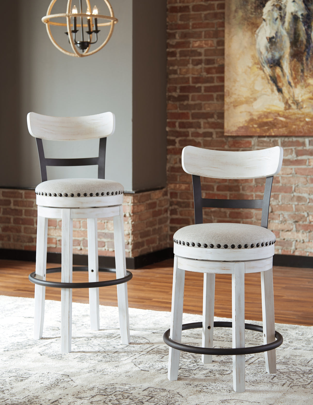 Valebeck White Bar Height Bar Stool