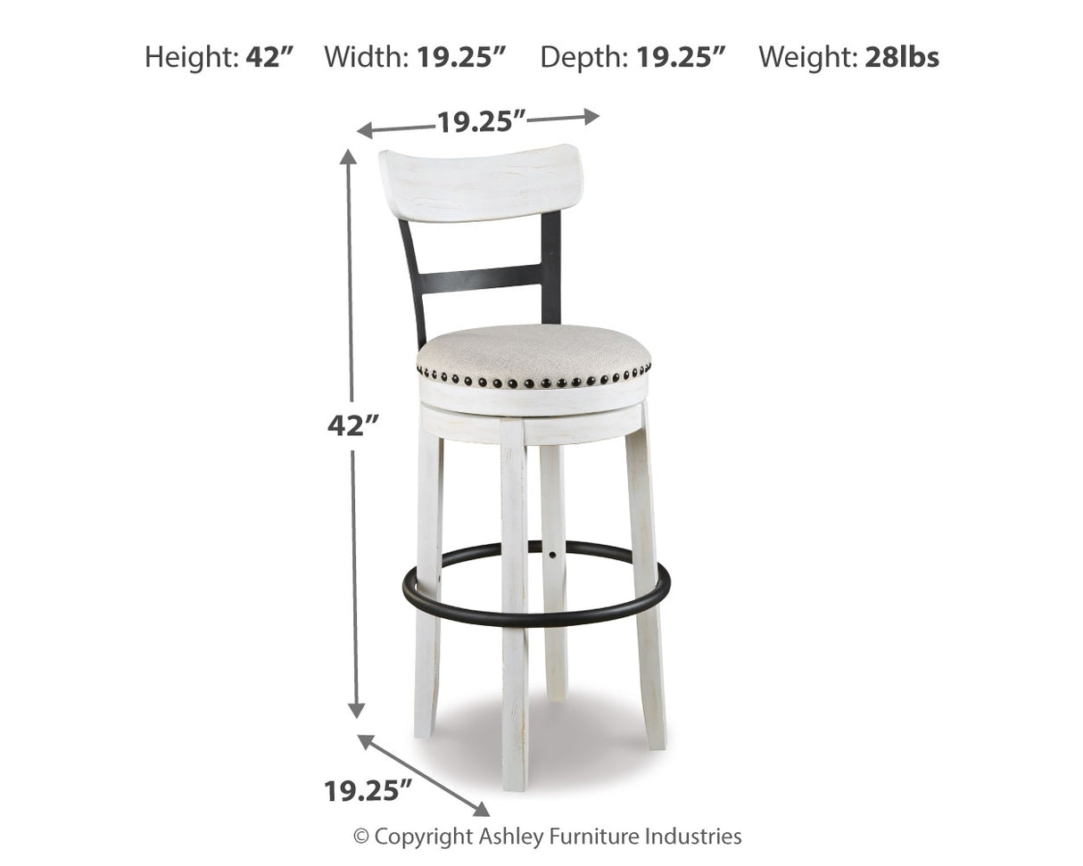 Valebeck White Bar Height Bar Stool