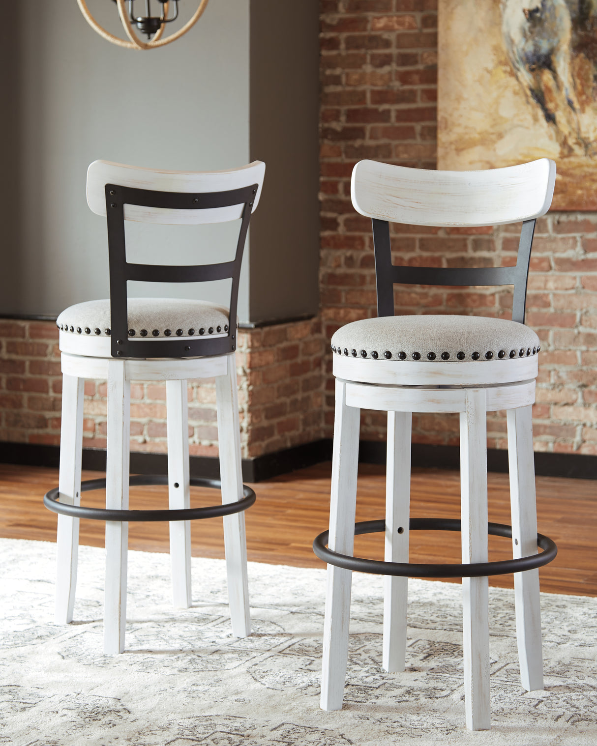 Valebeck White Bar Height Bar Stool