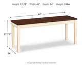 Whitesburg Brown/Cottage White Dining Bench