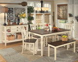 Whitesburg Dining Table, 4 Chairs, Bench and Server