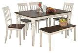 Whitesburg Dining Table, 4 Chairs, Bench and Server