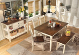 Whitesburg Dining Table, 4 Chairs, Bench and Server