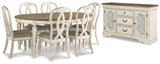 Realyn Dining Table and 6 Chairs with Server