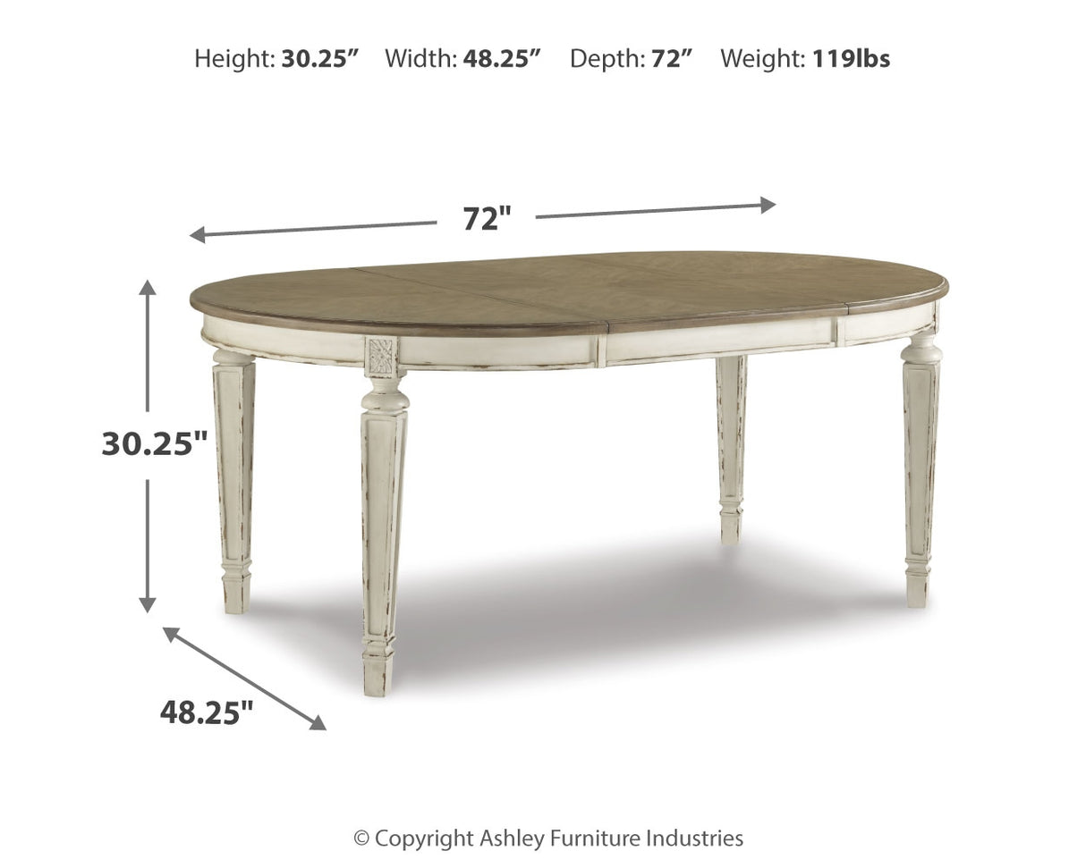 Realyn Dining Table and 6 Chairs with Server