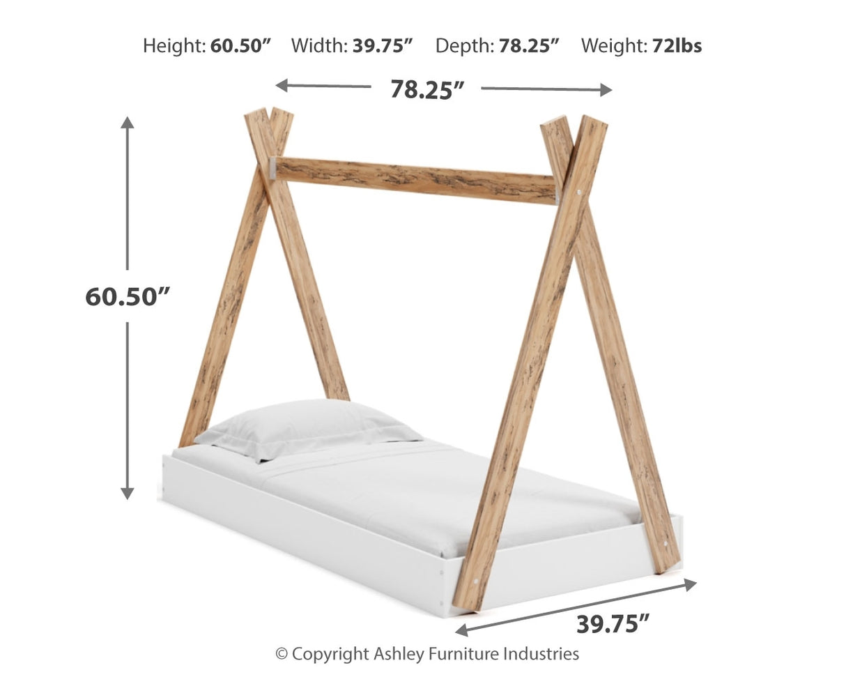 Piperton Two-Tone Brown/White Twin Tent Complete Bed In Box