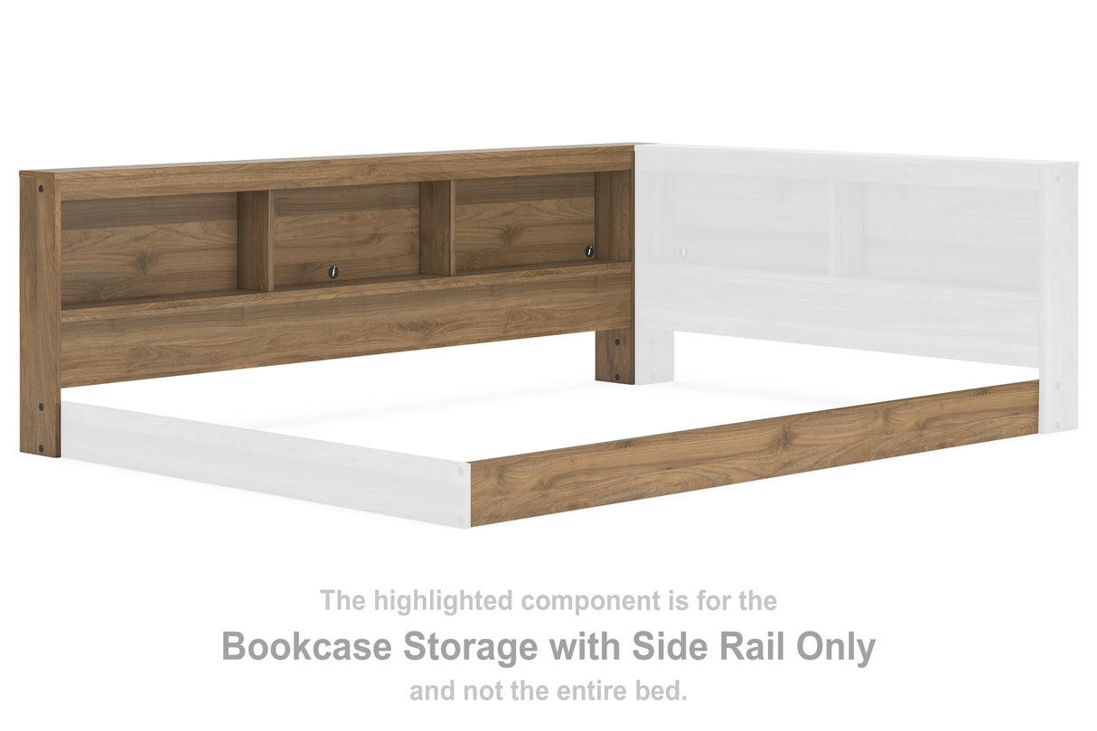 Deanlow Honey Bookcase Storage With Side Rail