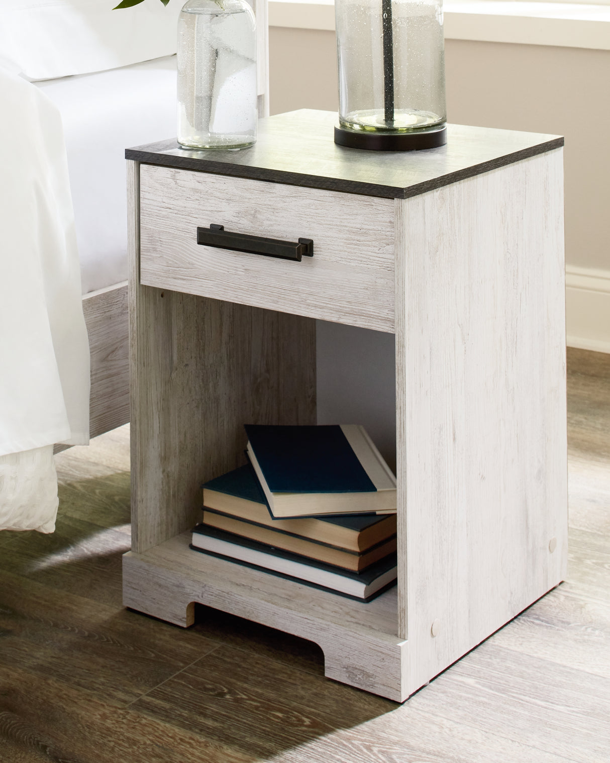 Shawburn Whitewash/Charcoal Gray Nightstand