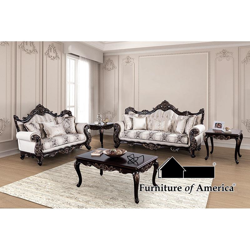 Palencia Dark Cherry/Beige Sofa Set 2 Piece