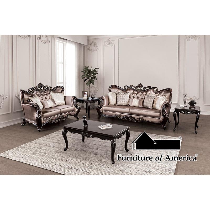 Albacete Dark Cherry/Brown Sofa Set 2 Piece