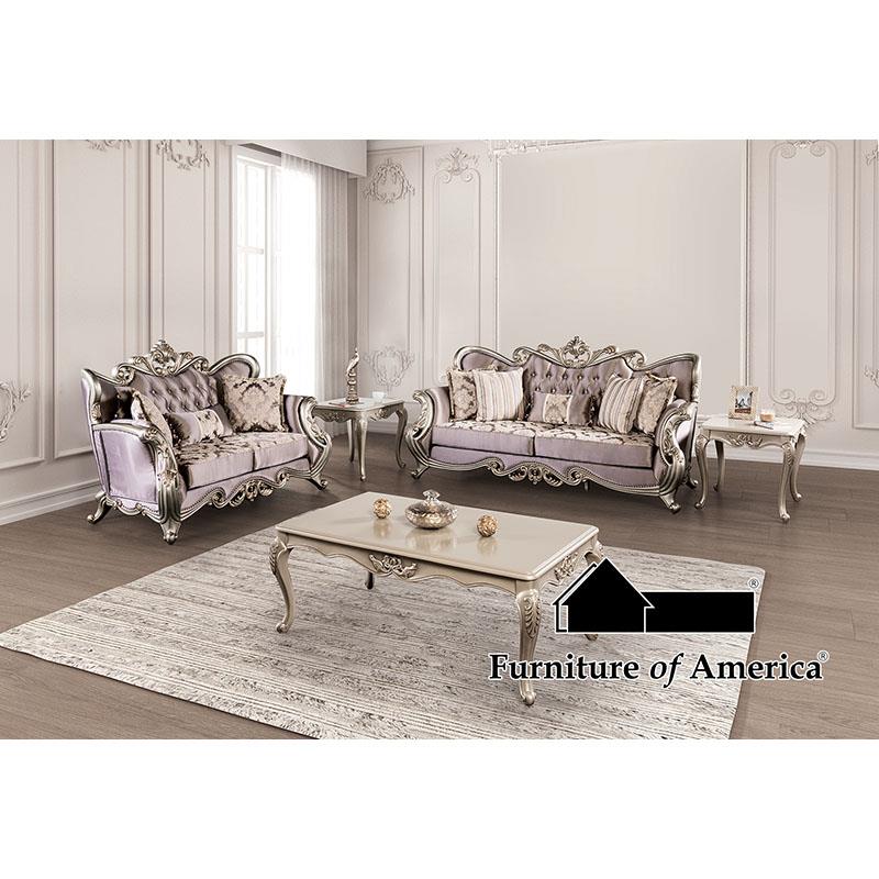 Albacete Champagne/Purple Sofa Set 2 Piece