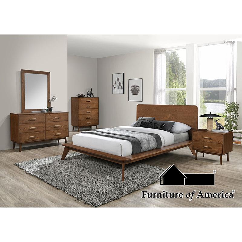 Stathelle Walnut Queen Bedroom Set 4 Piece