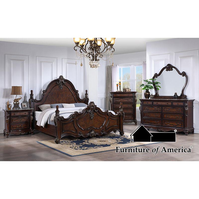 Francione Dark Cherry Queen Bedroom Set 5 Piece