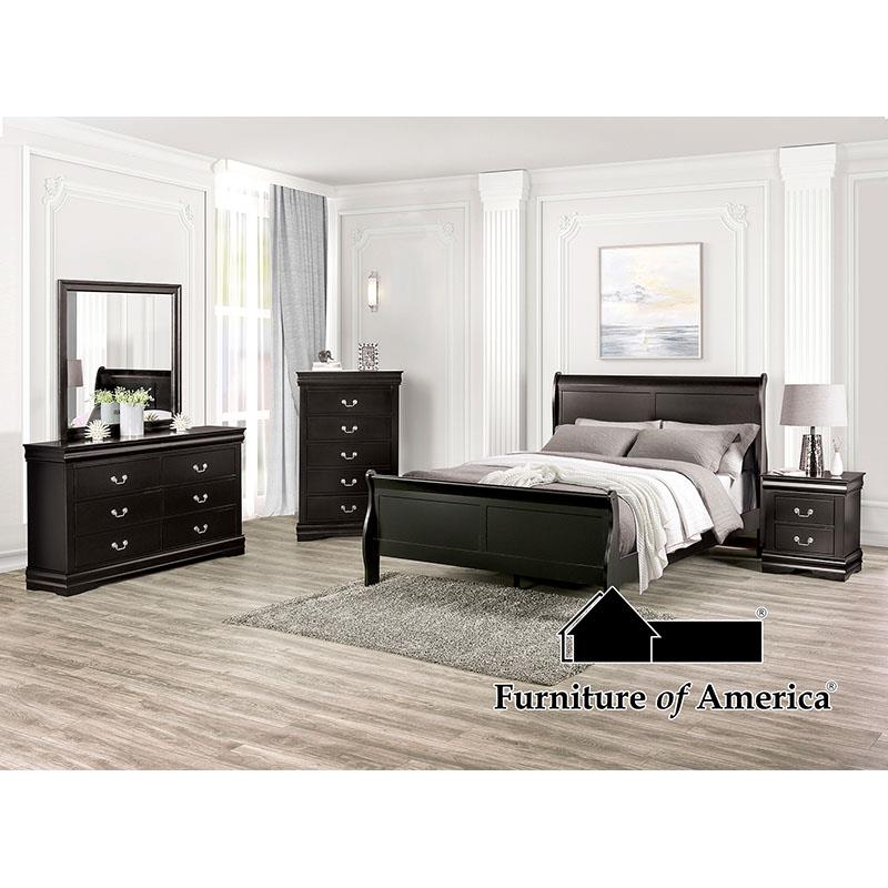 Louis Philippe Black Queen Bedroom Set 4 Piece