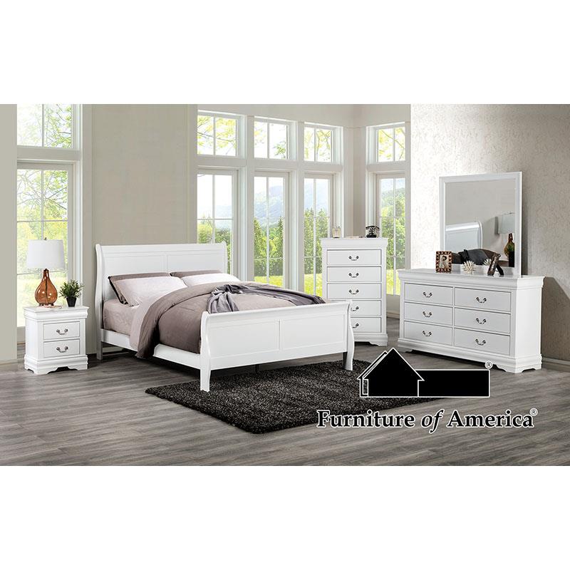 Louis Philippe White Queen Bedroom Set 4 Piece