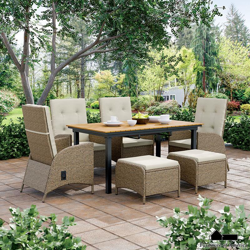 Mackay Beige/Natural Teak Patio Dining Set