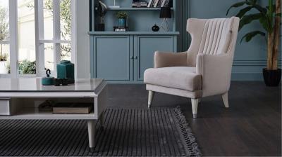 Gravita Love Seat (Deren Beige) /Ivory Legs