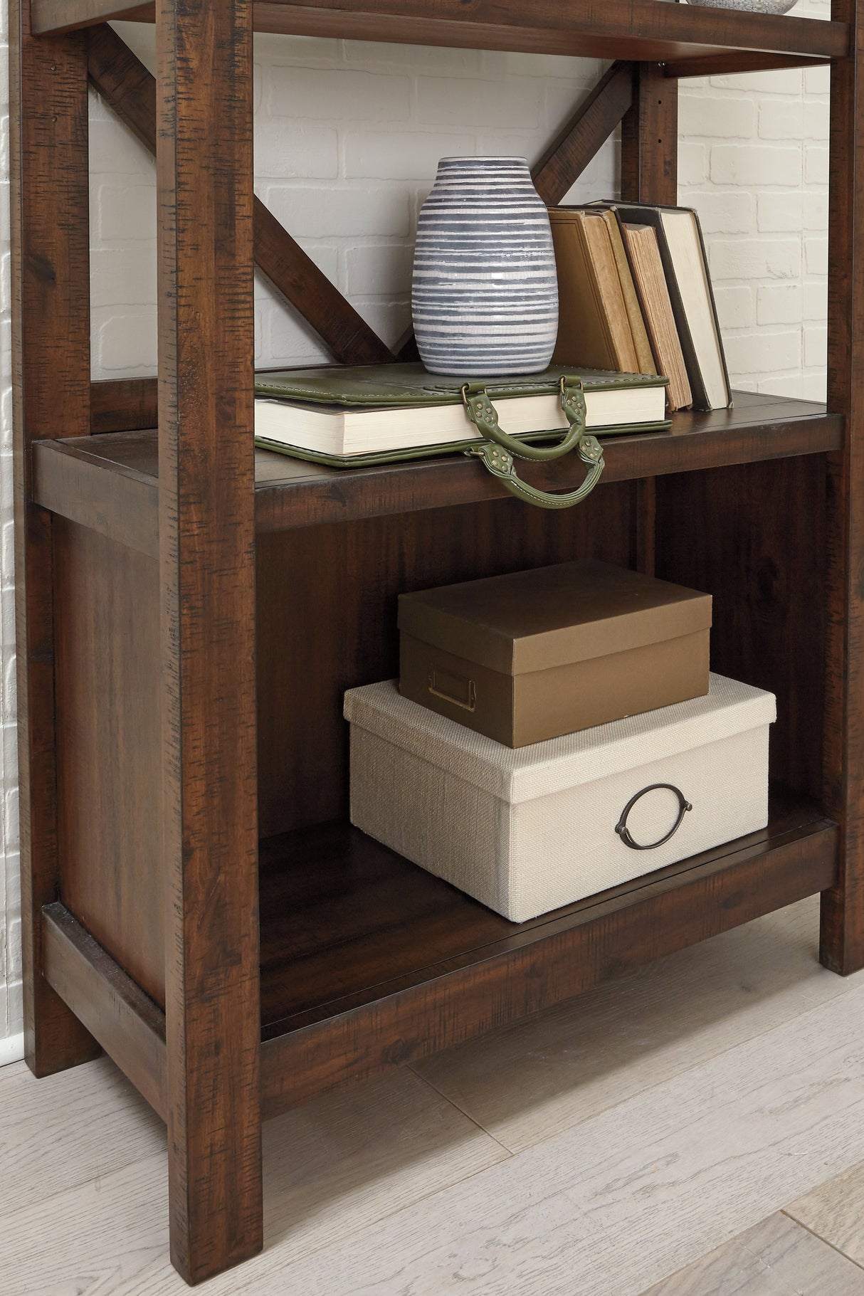 Baldridge Rustic Brown 75" Bookcase