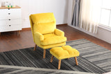 Accent Click Clack Chair With Ottoman, Yellow Oak Finish Legs