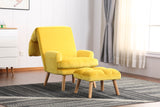 Accent Click Clack Chair With Ottoman, Yellow Oak Finish Legs