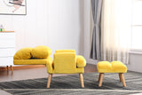 Accent Click Clack Chair With Ottoman, Yellow Oak Finish Legs