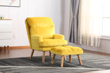 Accent Click Clack Chair With Ottoman, Yellow Oak Finish Legs