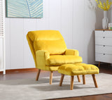 Accent Click Clack Chair With Ottoman, Yellow Oak Finish Legs