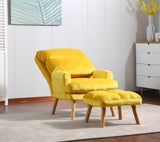 Accent Click Clack Chair With Ottoman, Yellow Oak Finish Legs