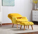 Accent Click Clack Chair With Ottoman, Yellow Oak Finish Legs