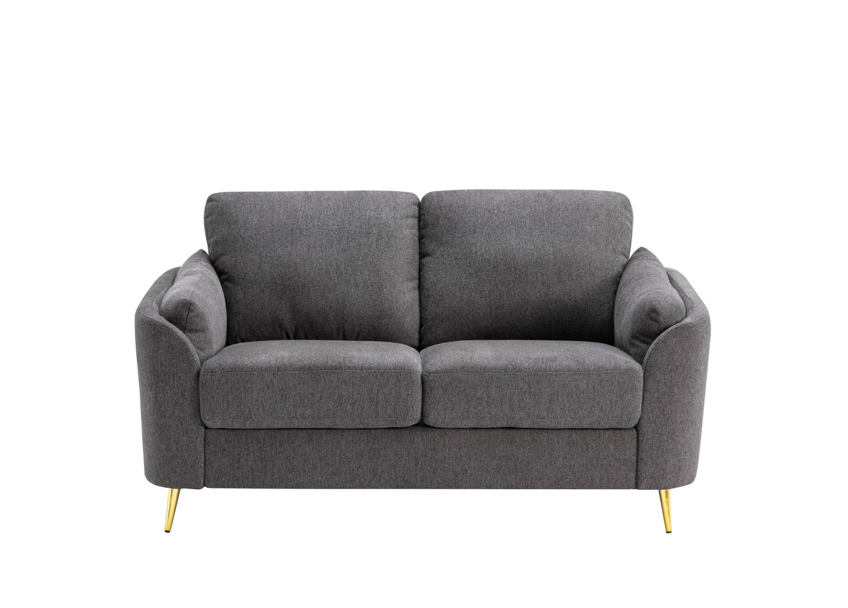 Love Seat, Dark Grey With Gold Metal Legs