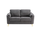 Love Seat, Dark Grey With Gold Metal Legs