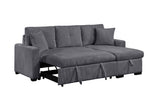 Pull Out Sofa Bed With Reversible Storage Chaise And 2 Pillows, Corduroy Fabric, Dark Grey