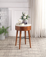 Round End Table With Faux Marble