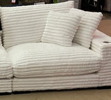 Palm Sunday Ivory Jumbo Corduroy 2pc Reversible Sectional Sofa w/ Dual Cupholders & USB Ports