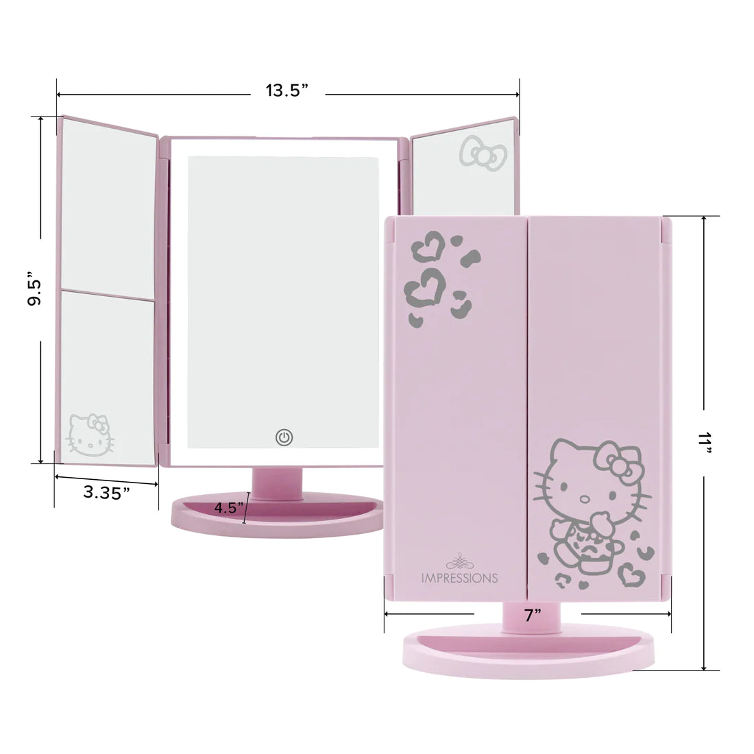 Hello Kitty Trifold LED Tri-Tone Makeup Mirror with Magnification