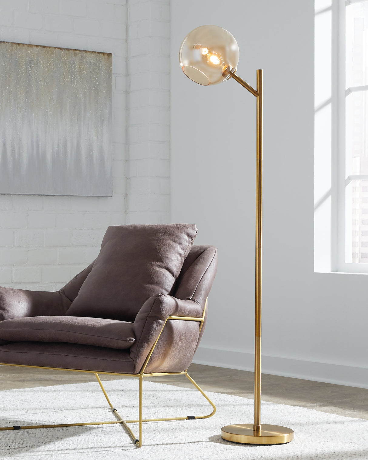 Abanson Amber/Gold Finish Floor Lamp