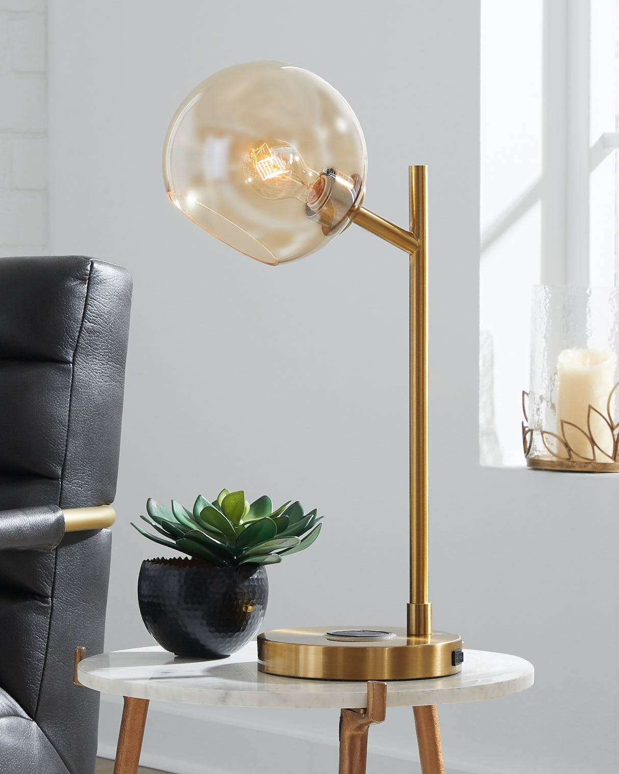 Abanson Amber/Gold Finish Desk Lamp