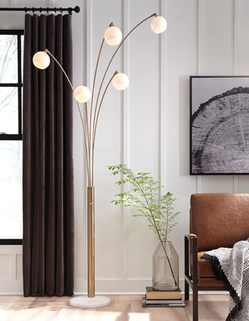 Taliya Champagne/White Arc Lamp