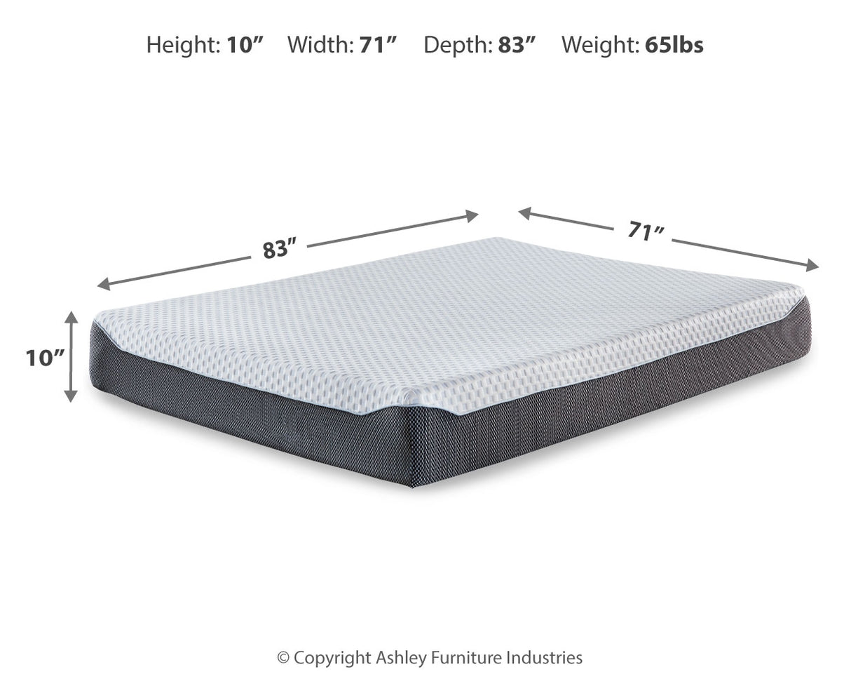 10 White/Blue Inch Chime Elite California King Memory Foam Mattress In A Box