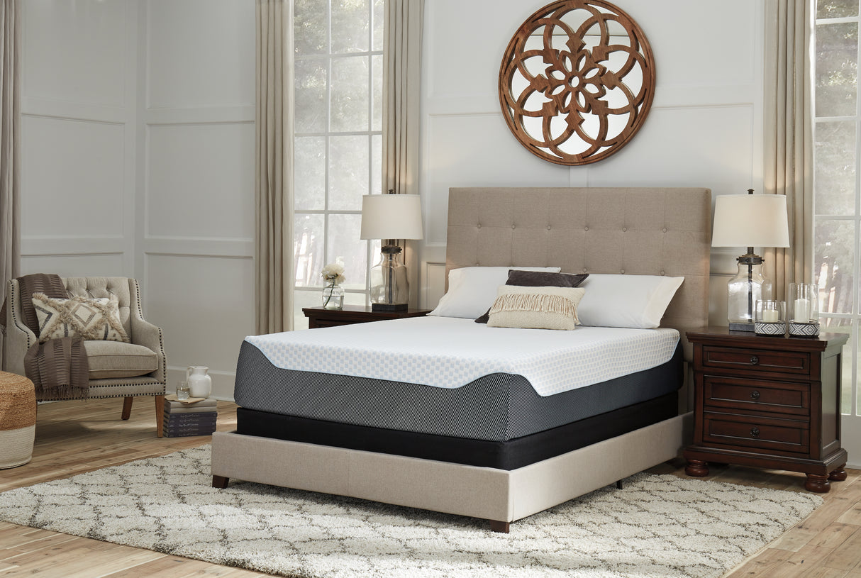 14 White/Blue Inch Chime Elite Queen Memory Foam Mattress In A Box