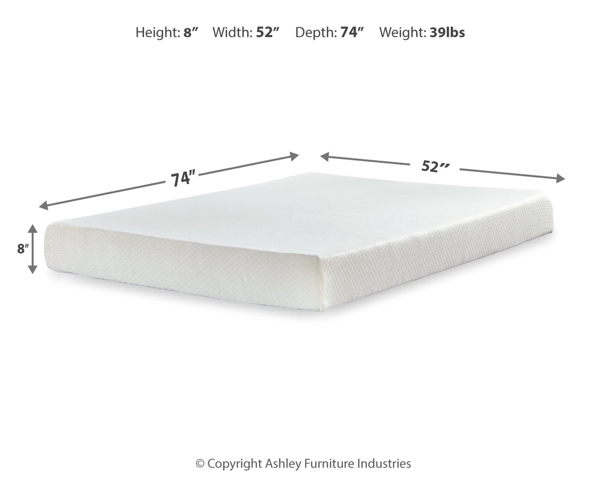 Chime White 8 Inch Memory Foam Full Mattress In A Box