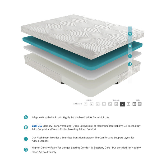 Altair 10" California King Twin Gel-Infused Memory Foam Mattress