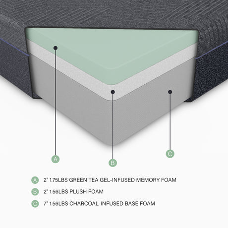 Landrum 11" Queen Green Tea Gel-Infused Memory Foam Mattress