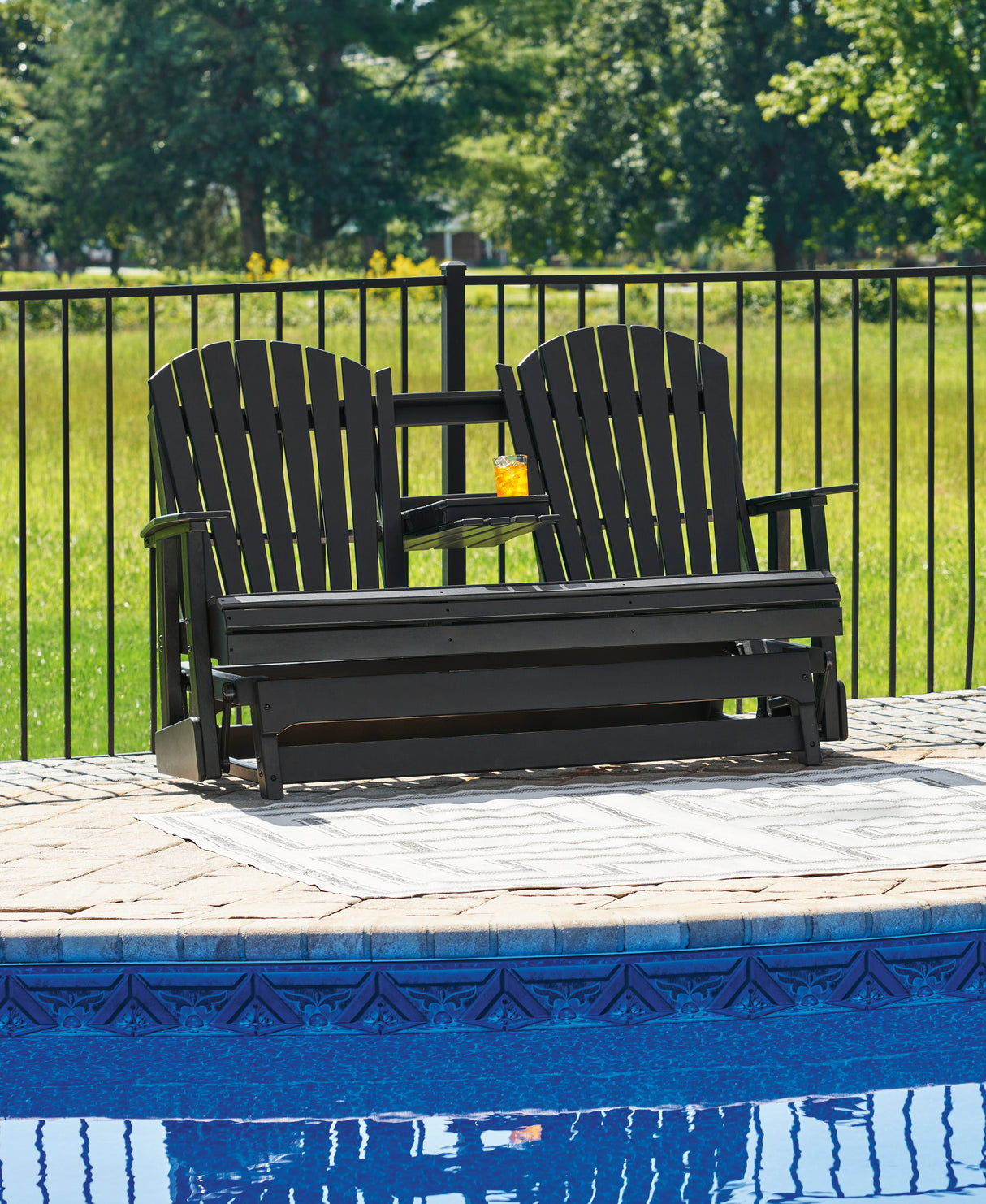 Hyland Black Wave Outdoor Glider Loveseat