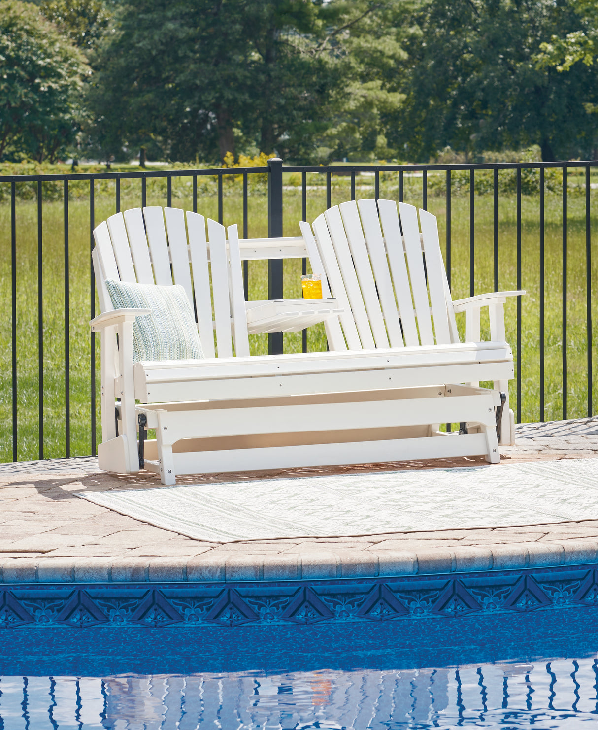 Hyland White Wave Outdoor Glider Loveseat